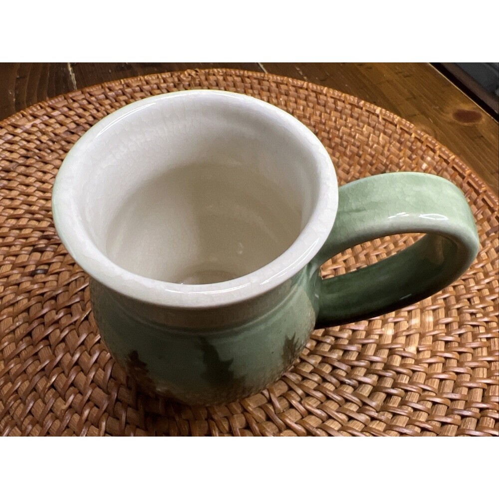 Studio Pottery Coffee Mug Green With Trees Signed 2006 - Picture 5 of 8